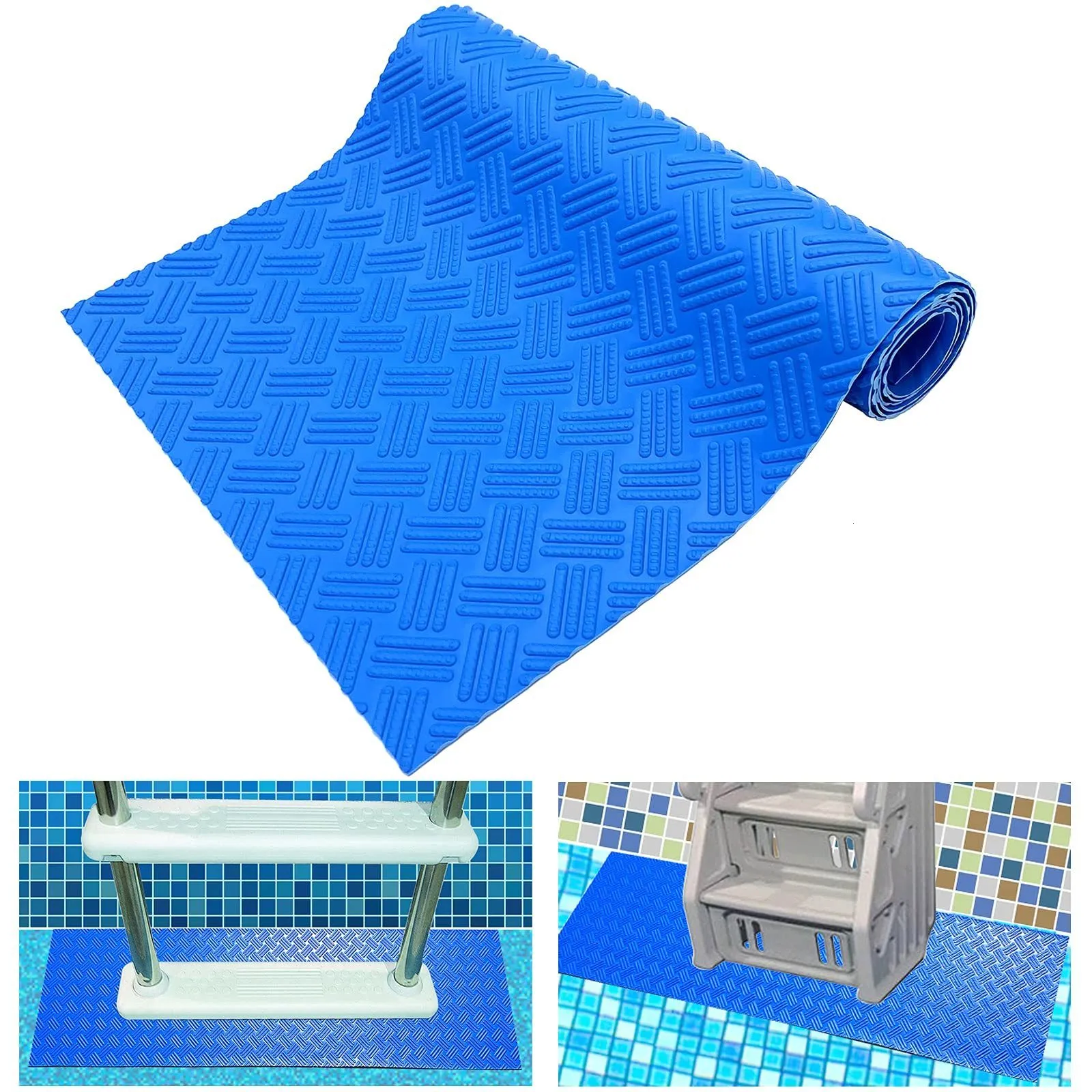 Tappeto 2Designs Tappetini per scaletta per piscina blu Protezione antiscivolo per texture Tavolo da piscina Tappetino antiscivolo Tappetino per scaletta Tappetino per gradini 230616