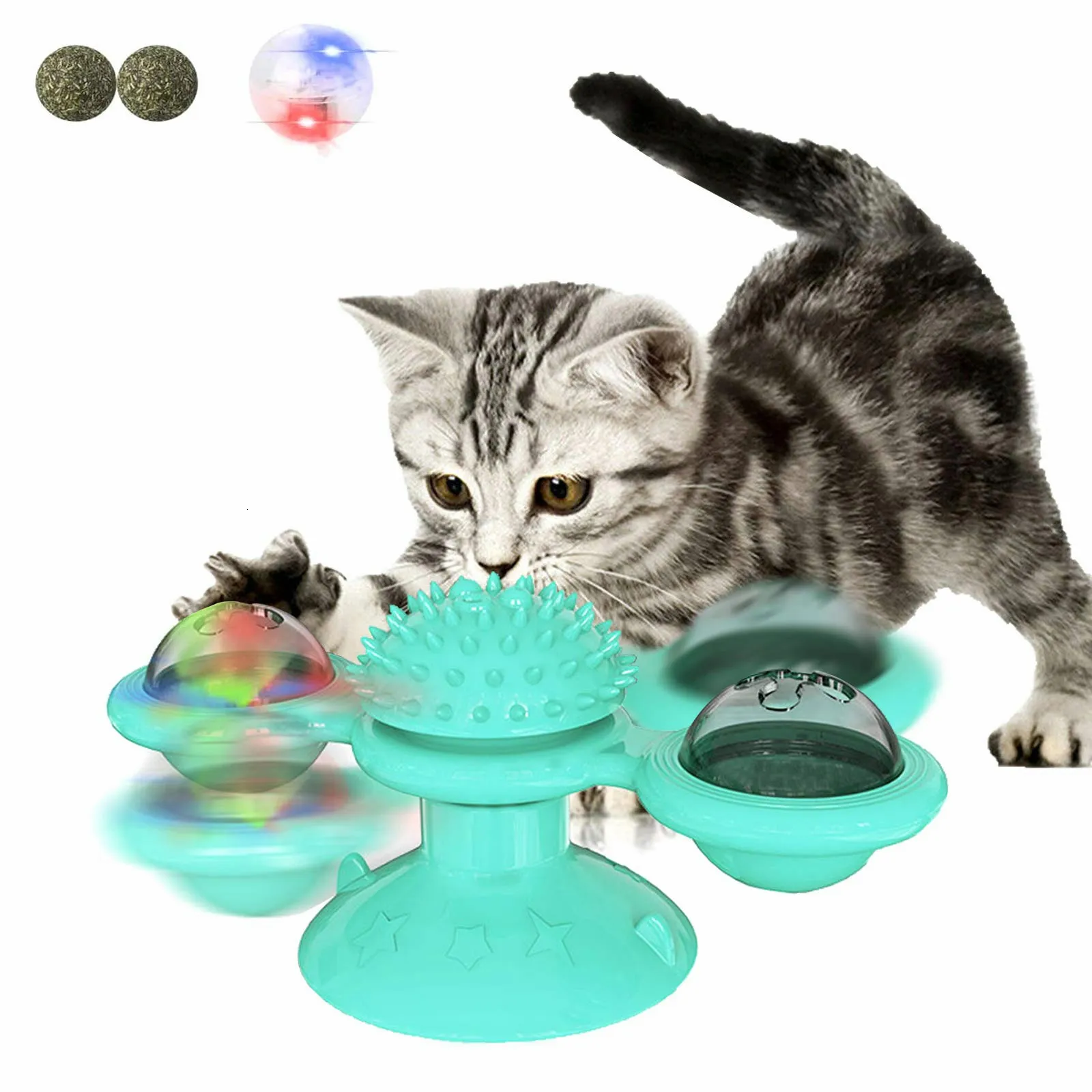 Compra online de Moinho de vento brinquedos para gatos, quebra-cabeça  giratório com escova, jogo de gato, brinquedos interativos para gatinhos,  suprimentos para animais de estimação