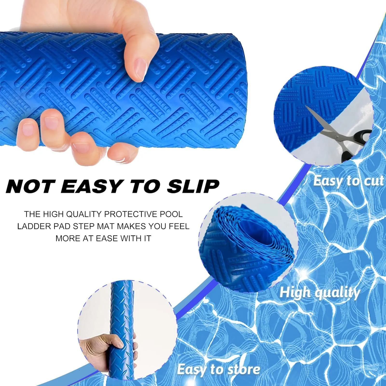 Blue Anti Slip Pool Ladder Mats With Texture Protection In Hindi 2