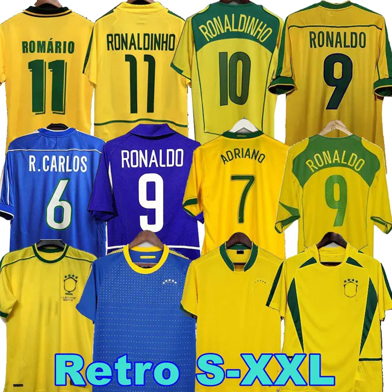 Brazils retro voetbalshirts 1998 2002 Carlos Romario Ronaldinho brasil voetbalshirt 2004 camisa de futebol 1994 2006 1982 RIVALDO ADRIANO 1988 2000 1957 2010