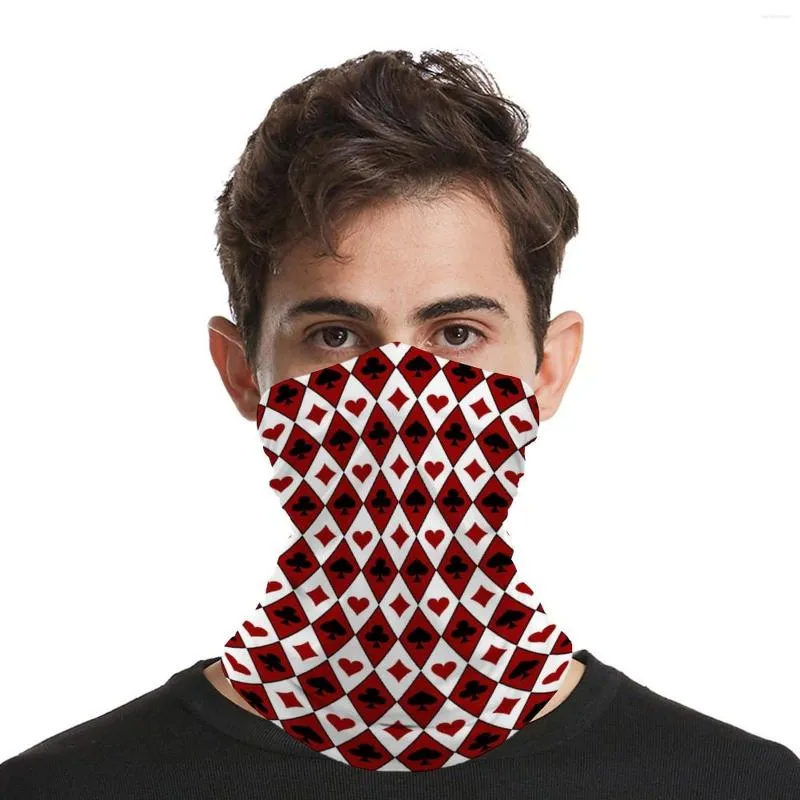 Bandane Bandana divertente con stampa di poker Argyle Card Suit Copricollo magico per arrampicata Copricapo senza cuciture per la protezione solare