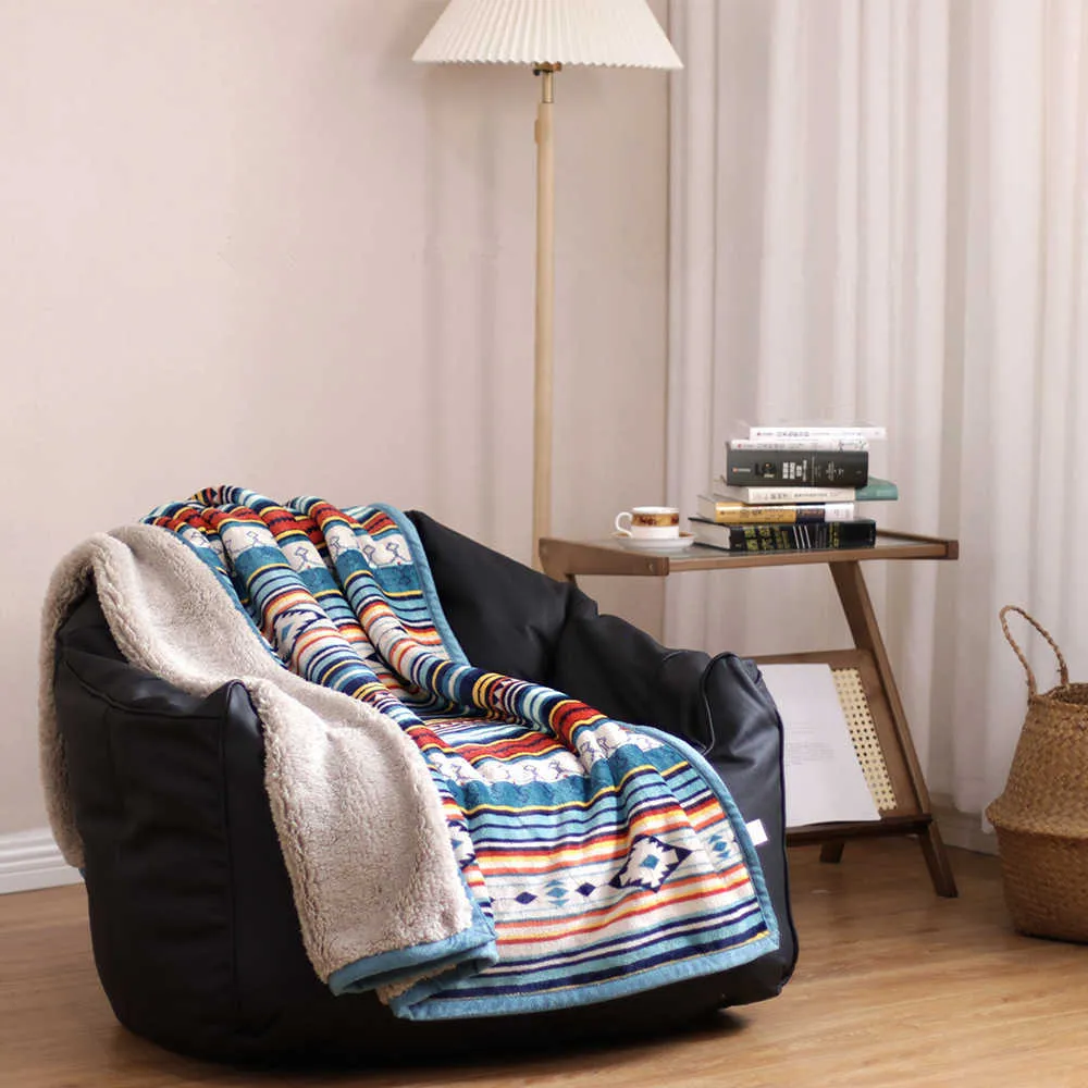 Thick Thermal Sofa Throw Blanket Stripes 50X60 Size Decorative