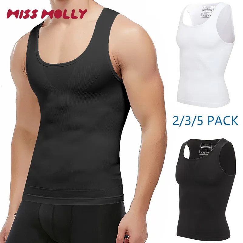 Body Shapers voor heren Compressieshirt Heren Buik Shapewear Afslanken Trainen Body Shaper Mouwloos vest Gym Tanktop 2/3/5 Pack Hemdjes 3XL 230616