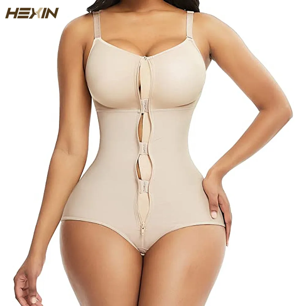 Kvinnors shapers hexin kvinnors bantning underkläder bodysuit body shaper midja formare formtewear postpartum återhämtning bantning zip och krokkorsett 230616