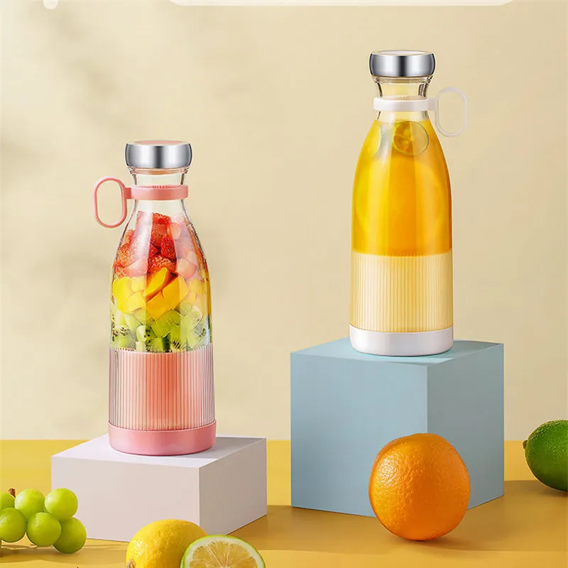 Juicers Rechargeable Mixers Fresh Fruit BluePink Usb Portable Bottle Mini Fast Electric Blender Smoothie Ice 230616