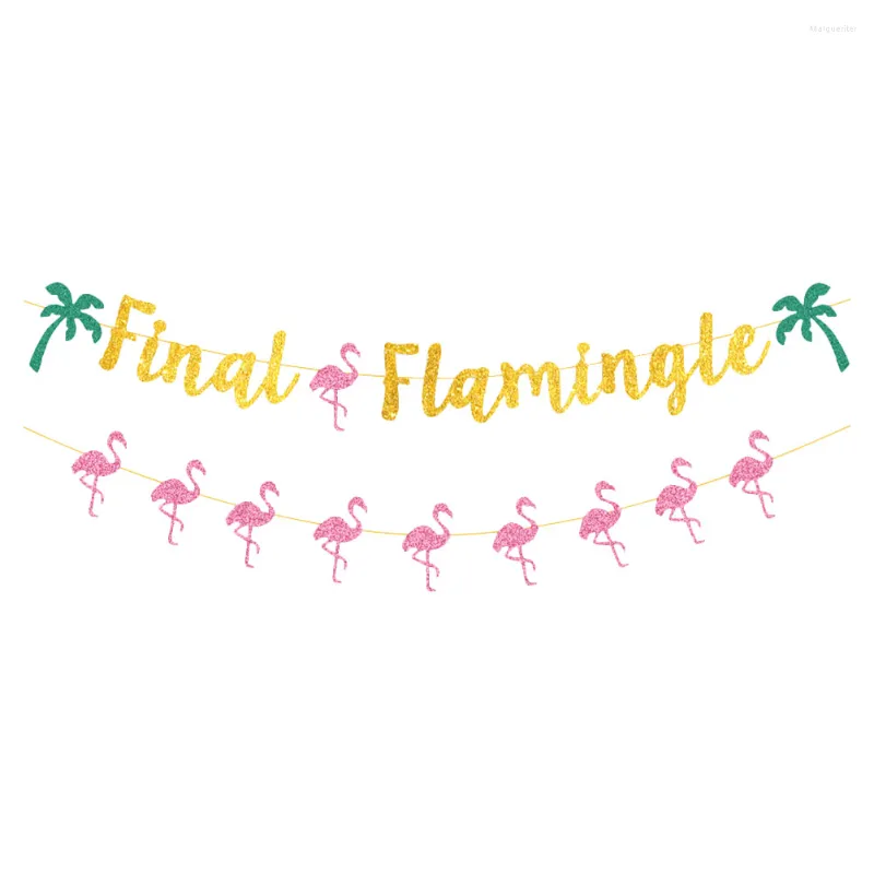 Decoratieve bloemen 2 stuks Flamingo Latte Stijlvolle hangende banner Hawaiiaanse tafeldecoraties Feestvlag Ananas The Sign