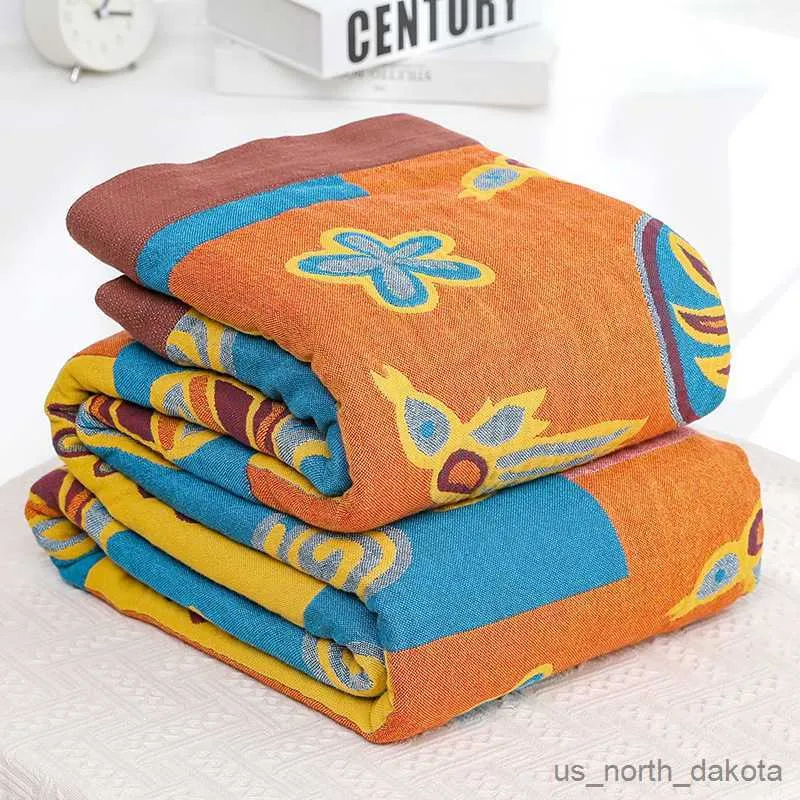 毛布の夏の毛布ベッドソファベッドスプレッド糸染色コットンガーゼ高品質200*230 150*200 R230617