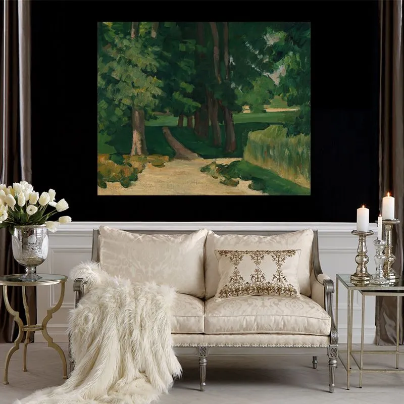 Handmade Artwork on Canvas The Driveway at The Jas De Bouffan Paul Cezanne Painting Countryside Landscapes Office Studio Decor