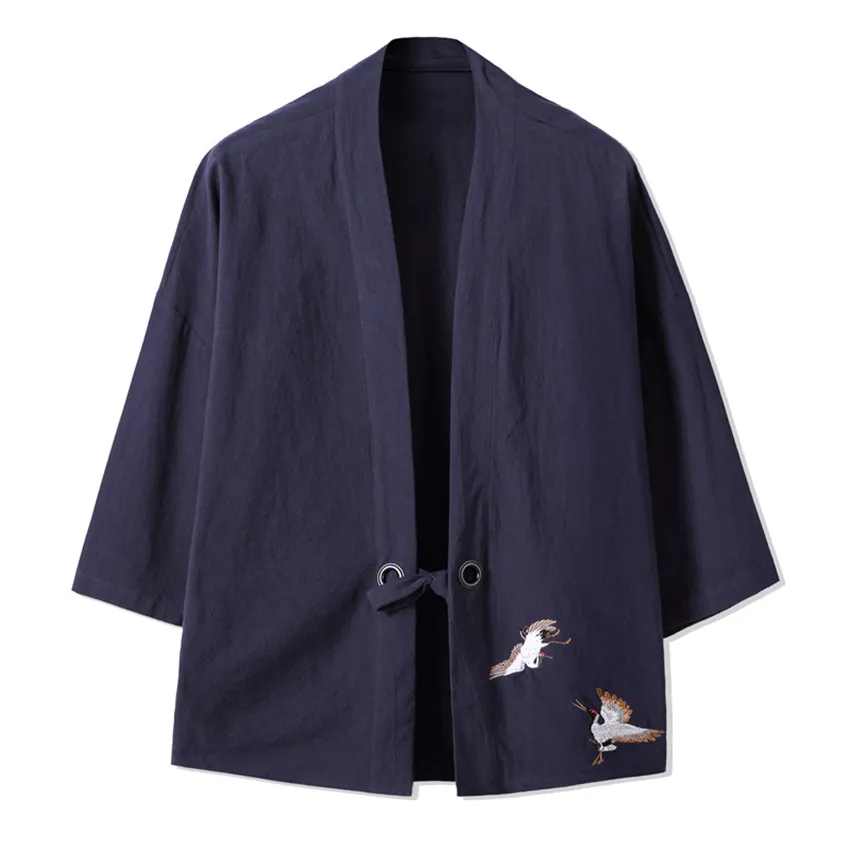New Crane Embroidered Haori Kimono Harajuku Japanese Style Plus Size Mens Samurai Costume Yukata Kimono Cardigan Men Jacket From Qnfy001 9.23 DHgate.Com