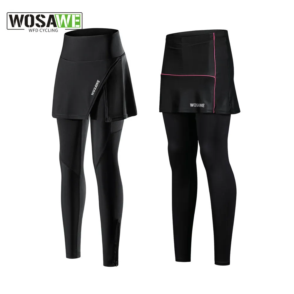 Cycling Underwears WOSAWE Gel Padded Cycling Skirt Women Polyester 2 In 1 Cycling Shorts Underpants With Reflective Bicycle Bike Underwear 230616