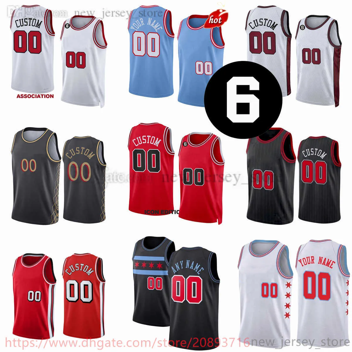 Maglia da basket stampata personalizzata per la nuova stagione Lonzo Ball 9 Nikola Vucevic 11 DeMar DeRozan Alex Caruso Patrick Williams III Dalen Terry Coby Maglie bianche 6 patch