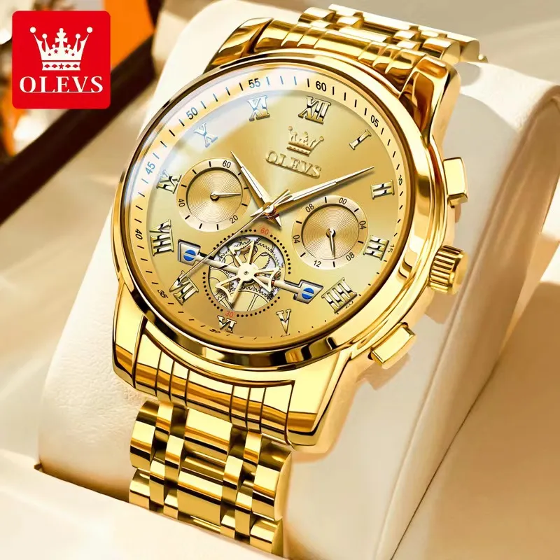Relógio de quartzo multifuncional Olevs relógio masculino brilhante 41 mm