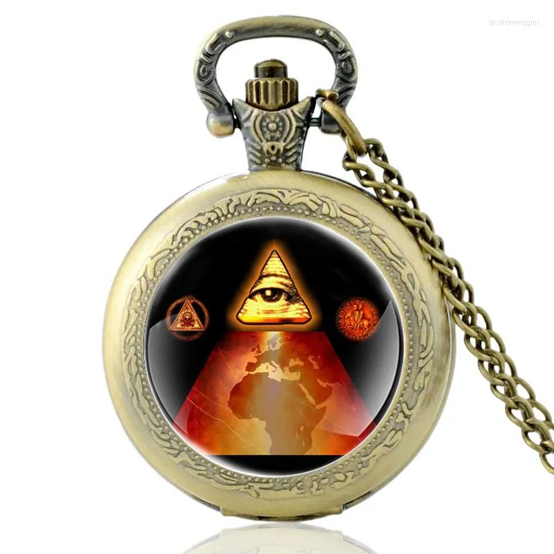 Pocket Watches High Quality All-Seeing Eye Freemasonry and Templars Quartz Watch Vintage Men Women Pendant Necklace Gifts PA561