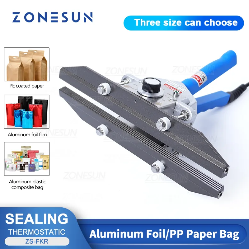 ZONESUN Sealing Machine FKR400 220V hand Impulse Sealer Heat Sealing Aluminum Foil Bag Closer Sealer Sealing Machine