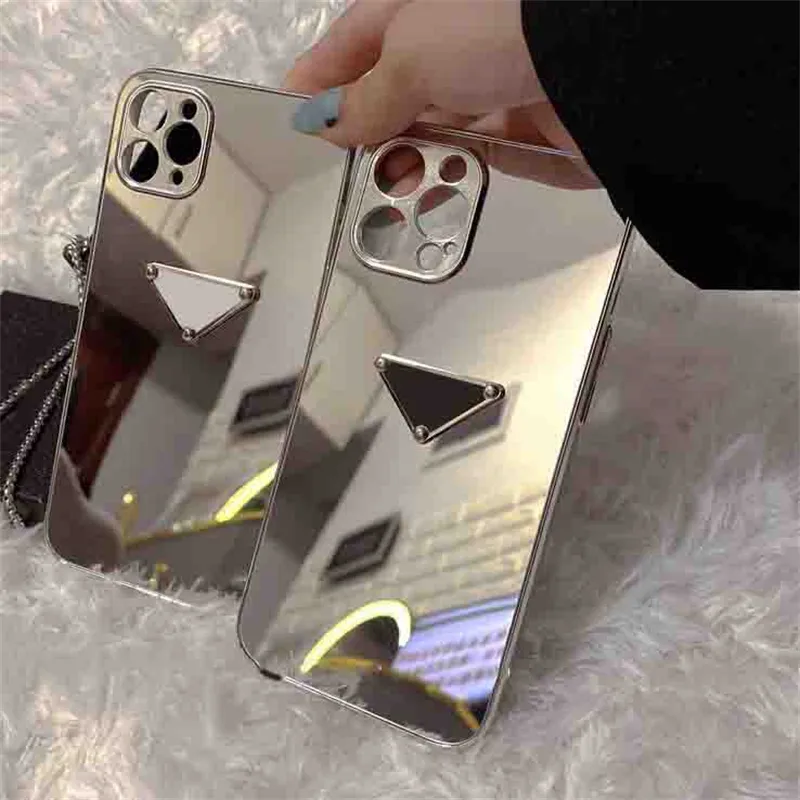 Designer Telefonfodral Mirror Surface Case för iPhone 14 Pro Max 13Pro 12 11 XS 8P Luxury Shining Lens Mens Phonecase stötsäkert täckskal