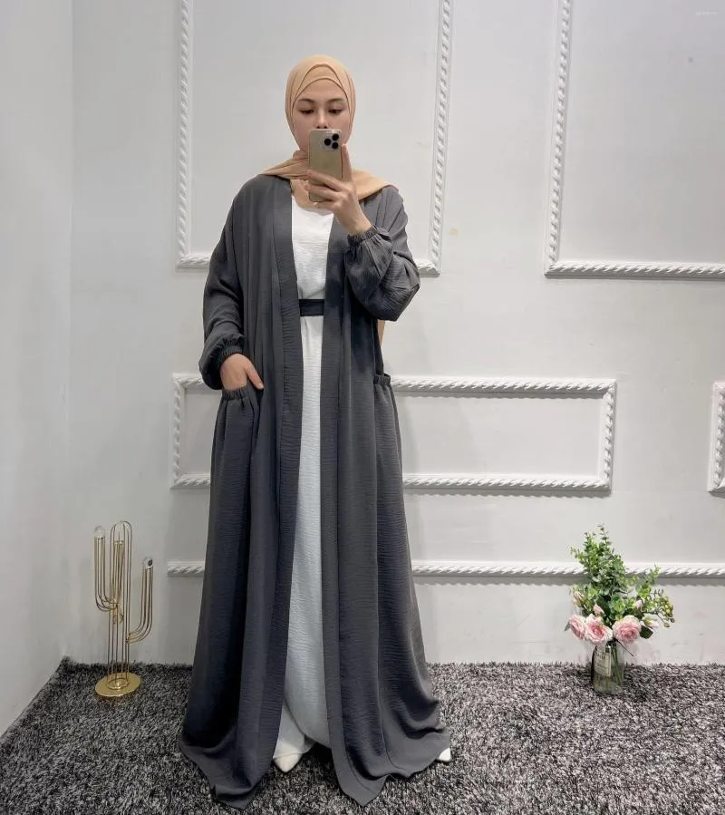 Etnik Giysiler 2023 Ramazan Eid Dubai Abayas Kadınlar için Kaftan Marocain Müslüman Mütevazı Kimono Hırka Robe Arap Arap Türk İslami