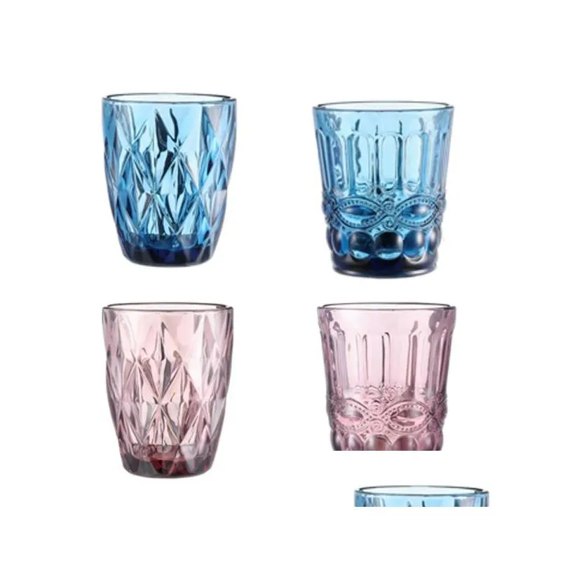 Verres à vin Verre à eau Jus pour boire du thé Cuisine Salle à manger Bar Drinkware Drop Delivery Home Garden Dh1Cg