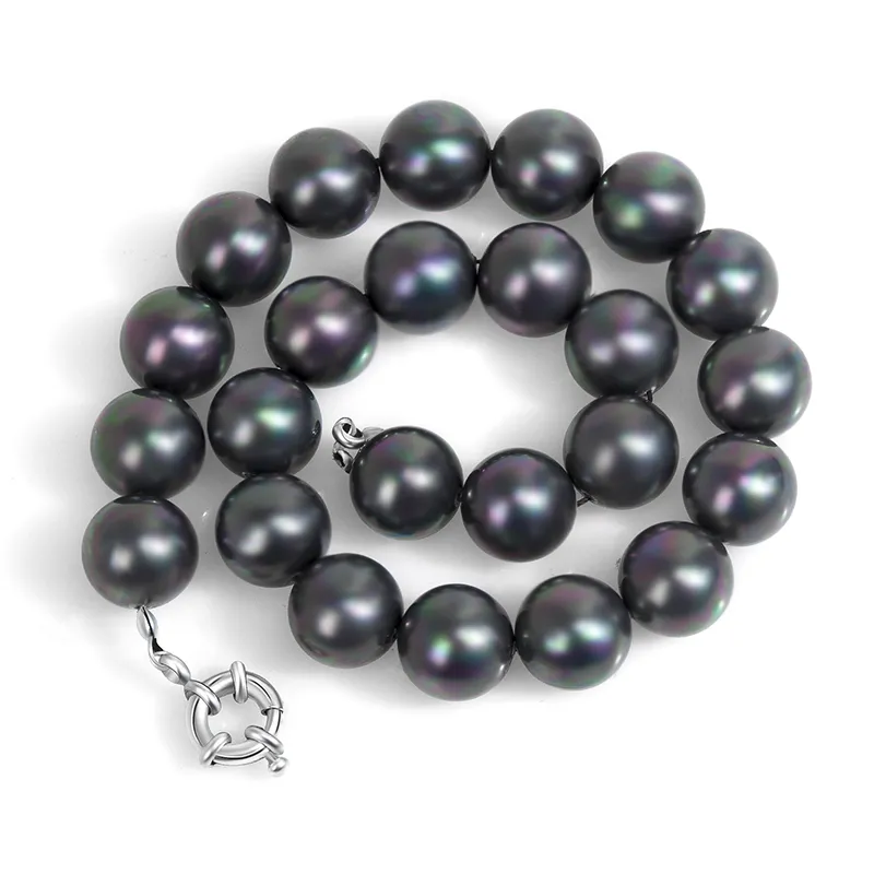 Bead Chain Necklace for Women Fashion Black Imitation Pearl Bead Ball Chain Necklace Jewelry