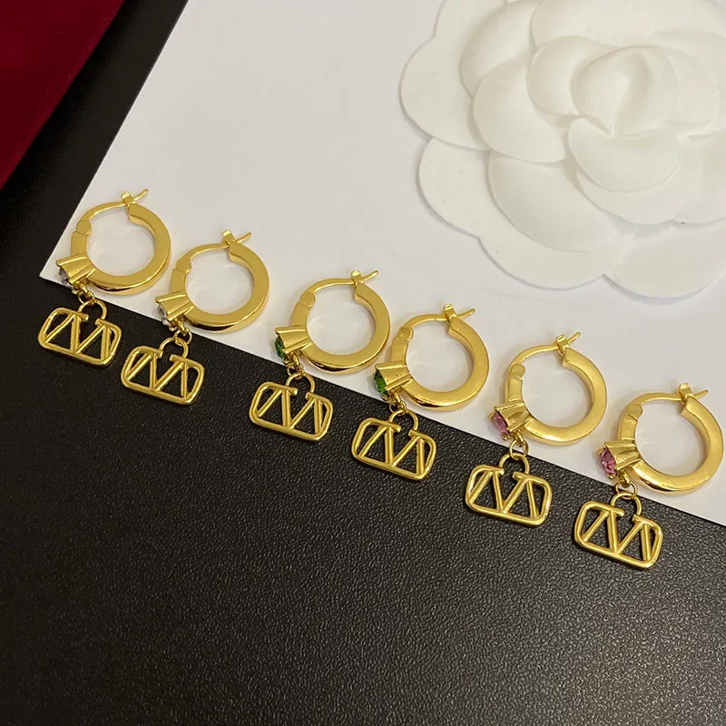 Women Earrings Gold Stud Earings Luxury Designer Jewelry Shiny Charm Earing Diamond Earring with Box V Hoop Jewlery Engagement 236153C