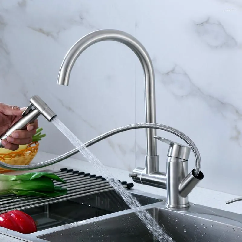 Kitchen Faucets 2023 Product 360 Swivel Faucet With Pull Out Tap Spray Water Gun And Cold Multifunctional