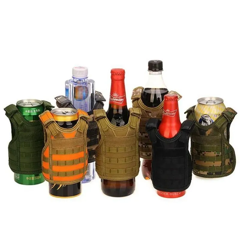 Mini Drinkware Handle Tactical Vest Outdoor Molle Wine Beer Bottle Cover Beverage Cooler Justerbar grossist GG