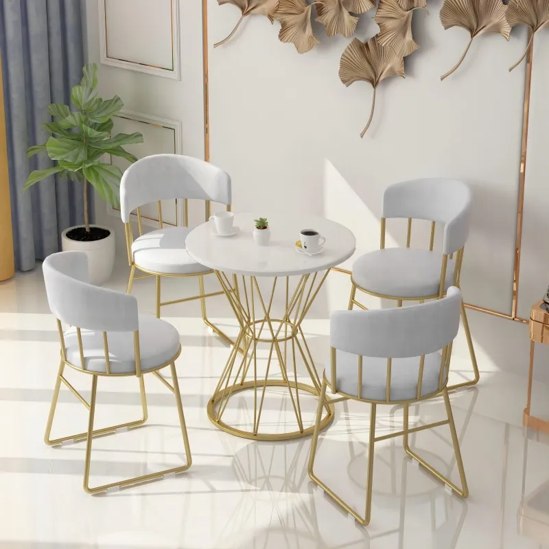 Tavolo da negoziazione di lusso Nordic Light Mobili per soggiorno Cafe Negozio di dolci Sedia in metallo per decorazioni per interni