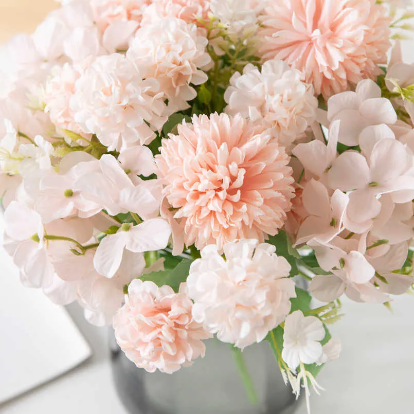 Gedroogde bloemen 30 cm kunstzijde hortensia boeket kerstversiering voor huis tuin bruiloft bruid eettafel nep planten