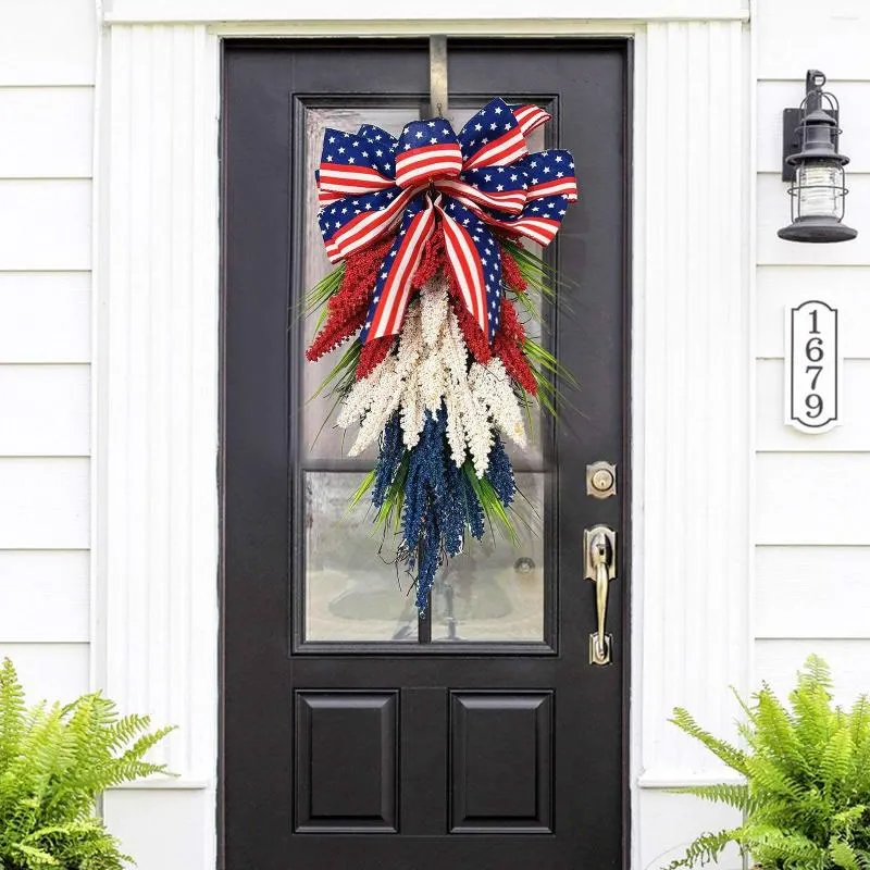 Dekoracyjne kwiaty USA Niepodległość Day Day Pamięci wisiorki Patriotyczne Garland Ozdoby domowe do ogrodu do drzwi na ścianie