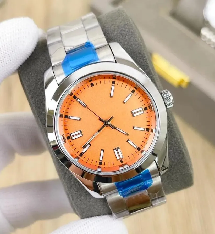 Reloj De Cuarzo De Acero Inoxidable De Dial Anaranjado De Lujo De 36 Mm ...