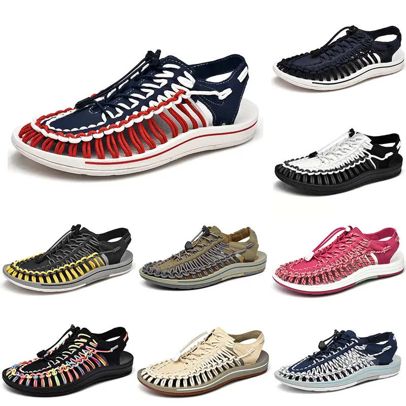 Дышащие 2023 Woven Beach Shoes Men Men White Blue Beige Pink Brown Black Red Trainers Outdoor Sports Sneakers8302272278836745329