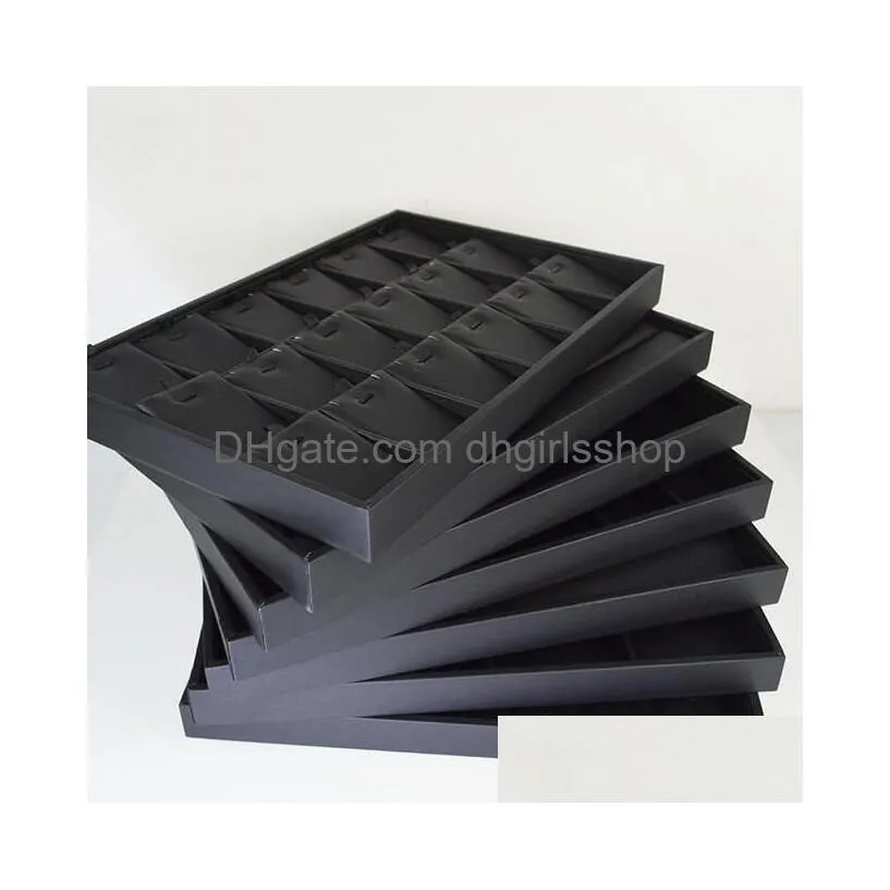 Jewelry Tray Black Pu Leather Pallet Necklace For Show Rings Bracelet Exhibition Organizer Showcases Drop Delivery Packaging Display Dhypl