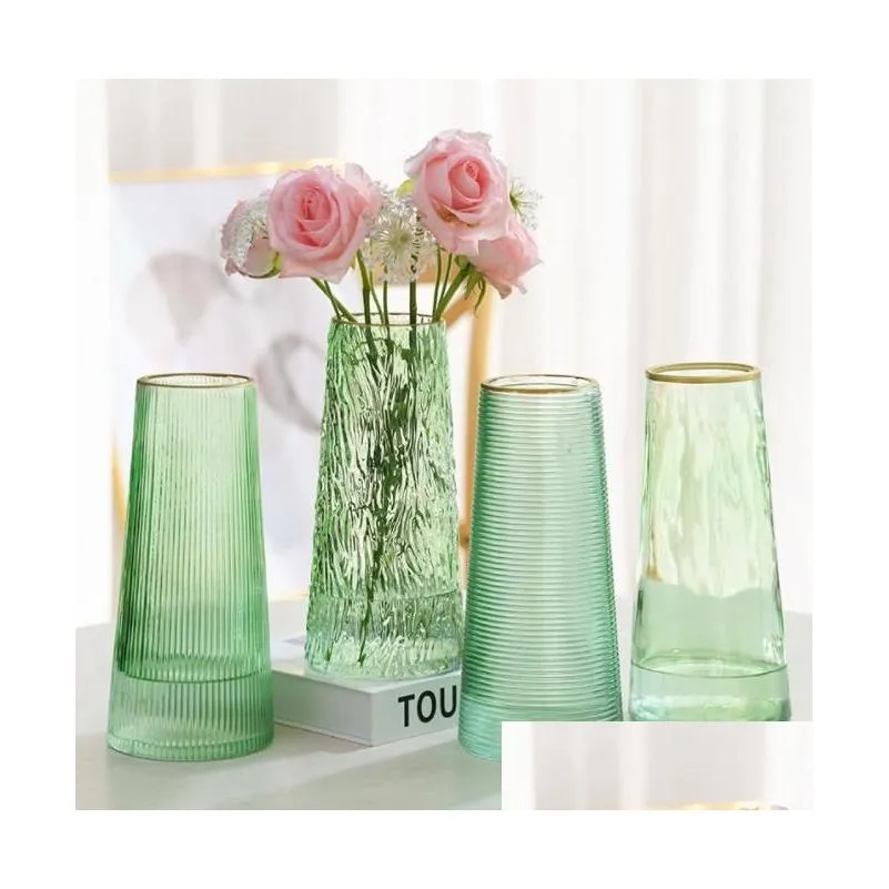 Vases Modern Nordic Transparent Decorative Hydroponic Glass Vase Living Room Decor Ornaments Flower Decoration Bedroom Art Drop Deli Dhnjy