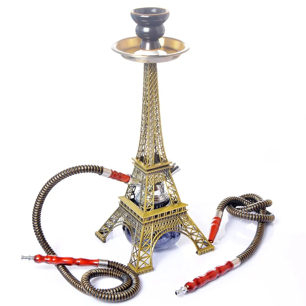 Tour Eiffel Formes Conduites D'eau Narguilés Shisha Verre Bongs Kit Dab Rig Narguilé Recycleur Rigs Double Tube Bar Party Fumer Bongs Hauteur 15.7 "(40cm)
