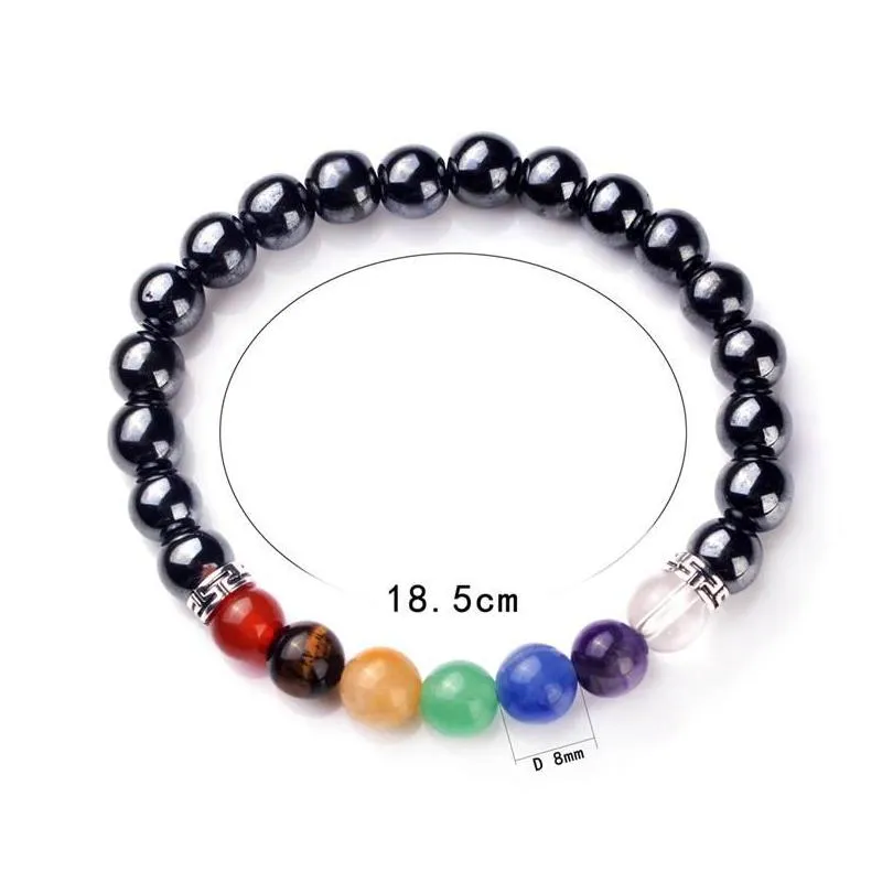 Perlen-Chakra-Armband, 7 8 mm, Lava, Angst, ätherisches Öl, Diffusor, Stein, Yoga, Meditation, Entspannung, Heilung, Tropfenlieferung, Schmuck, Dhwzz