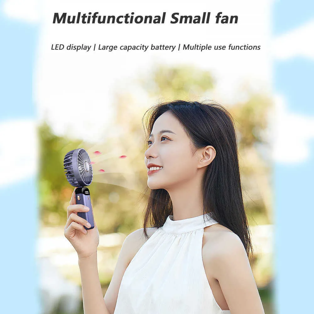 Electric Fans Portable Hand Held Office Desktop Multifunctional Folding Double-Headed Small Electric Portable Air