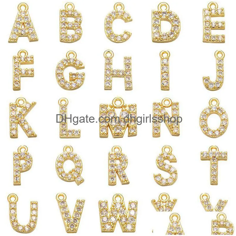 Charms Delicate A To Z Zircônia Carta Pingente Para Pulseiras Colar Jóias Brinco Descobertas Componentes Acessórios Atacado Drop Dhnx5