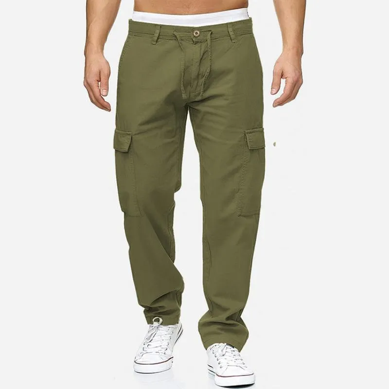 Pants Spring Men Khaki Lastbyxor 2022 Men Hip Hop Harem Joggers Pants Male Solid MultiCocket Trousers Cotton Sweatpants SXXL