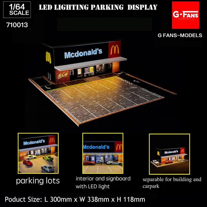 3D Bulmaca Diorama 1 64 Model Araba Fast Food Park Led Aydınlatma Aracı Ekran Koleksiyonu 230616