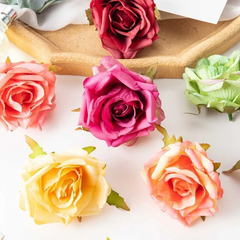 Flores secas 100 pçs artificial atacado seda jardim rosa para casa casamento bolo de aniversário decoração diy plantas falsas