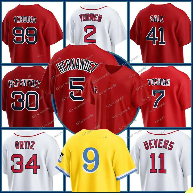 2023 Enrique Hernandez Baseball-Trikots Justin Turner Rafael Devers David Ortiz Ted Williams Alex Verdugo Masataka Yoshida Williams