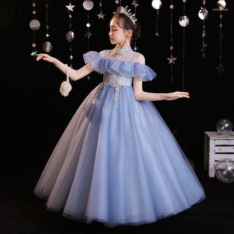 Girl Dresses Girl S Dress Princess Skirt Puffy Yarn Children S Birthday Show Foreign Style Quality Host S Piano Performance