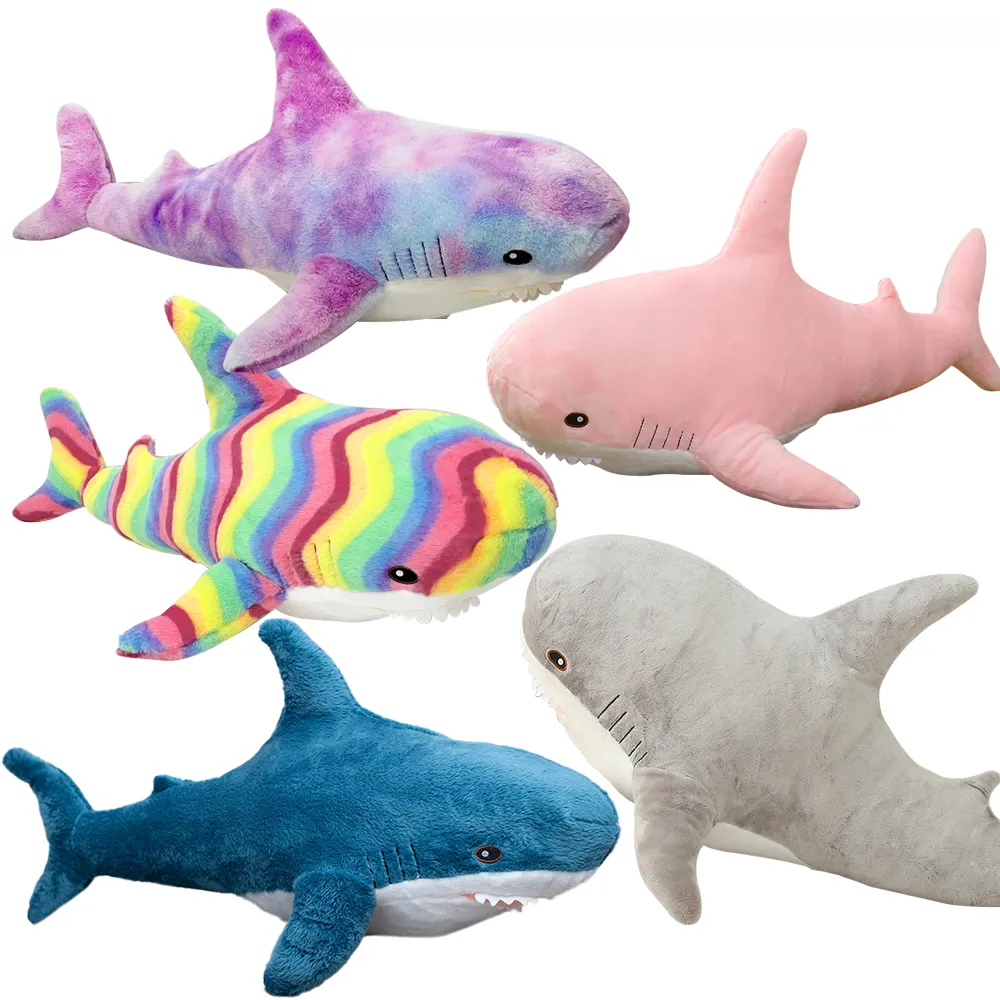 5 färger 30 cm Giant Colorful Shark Plush Toy Soft Soped Real Life Animal Pillow Cushion Dock Toys for Boys Girls Gift