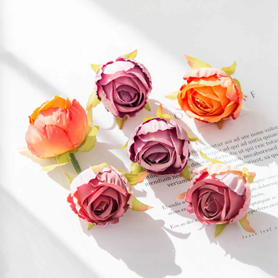 Kurutulmuş Çiçekler 100 PCS Düğün için Yapay Çay Noel Çelenkleri Ev Dekorasyonları Diy Hediyeler Kutu El Sanatları İpek Gül