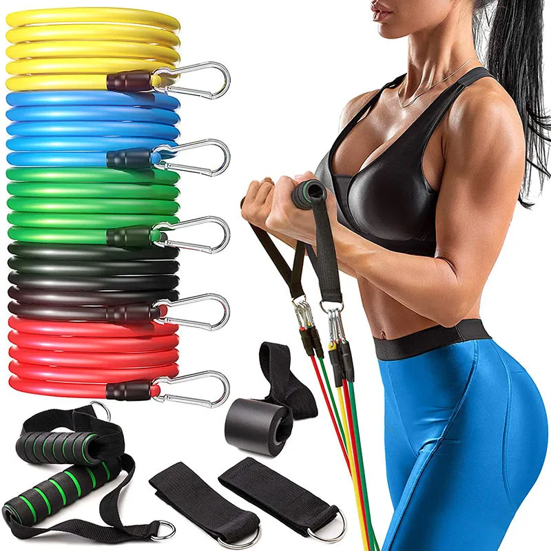 Resistance Bands 11 Pieces Set CrossFit Power Fitness Elastic Home Gym Workout Pull Up Strength 230617