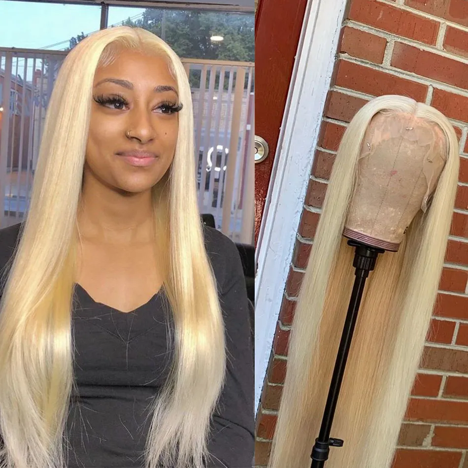 613 Blonde Bone Straight 4x4 Closure Wig Hd Transparent 13x4 Lace Wig Human Hair Brazilian Pre Plucked Glueless Lace Front Wig