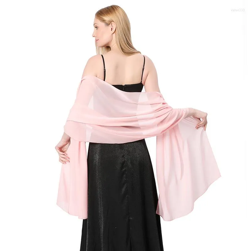 Scarves High-quality Pure Color Chiffon Women Evening Dresses Shawls Bridal Bridesmaid Wedding Boleros Capes Party Shawl Banquet