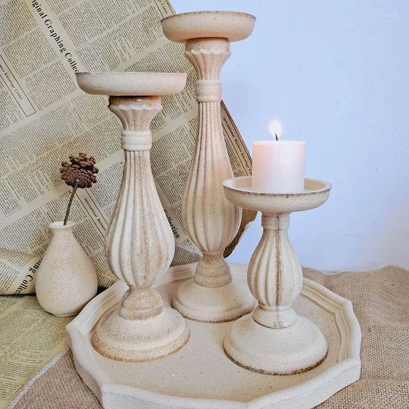 Candle Holders Wood Holder Candlestick For Home Decor Wedding Room Decoration Ornament Boho Vintage Pillar Floor Romantic