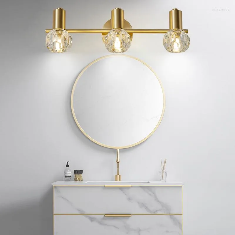 Lámparas de pared Nordic cobre cristal espejo luz inodoro LED moderno minimalista lámpara de baño sala de estar decoración estudio dormitorio