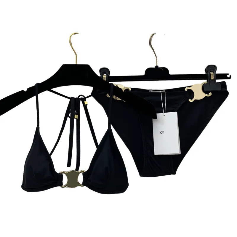 2023 Cec designer nero Bikini costume da bagno di lusso da bagno da bagno da bagno canoa costumi da bagno copri il perizoma a due pezzi Bikini Woman Woming Abita