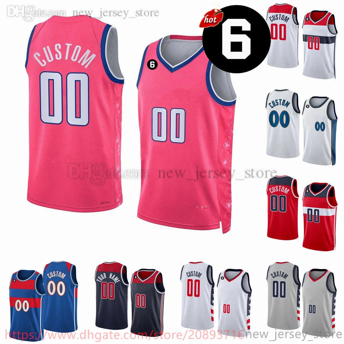 Custom New Printed Basketball Jerseys 1 Johnny Davis Kristaps 6 Porzingis 33 Kyle Kuzma 9 Deni Avdija 24 Corey Kispert 21 Daniel Gafford 22 Monte Morris 6 patch